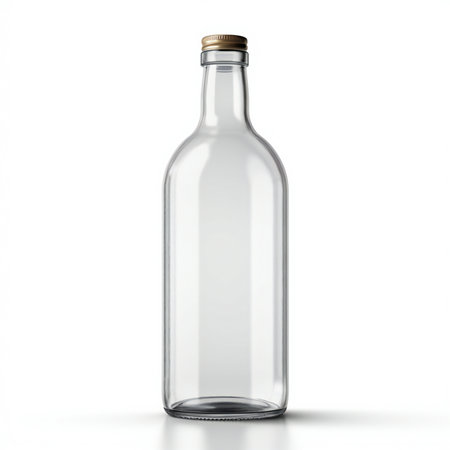 Empty glass bottle isolated on a white background.の素材
