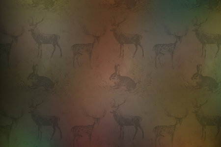 Vintage background with deer silhouettes. Abstract background with deersの素材
