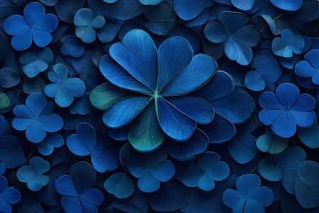 Beautiful background of blue leaves for st. Patrick's day.の素材