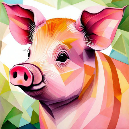Pig. Abstract polygonal background. Illustration for your designの素材
