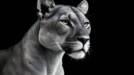 Panther portrait isolated on black background.の素材