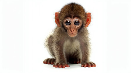 baby monkey isolated on white background.の素材