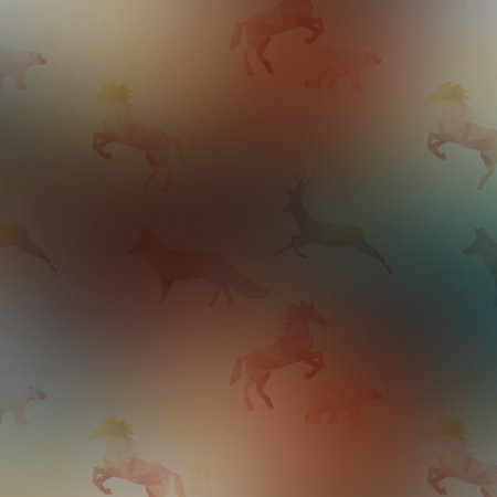 Abstract background with horses and deers. Texture of the animal.の素材