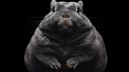 Funny pet rat isolated on black background.の素材