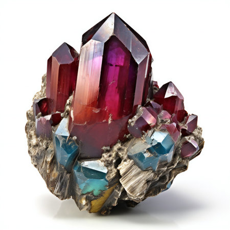 Gemstone on white background. Macro photo. Jewelry background.の素材