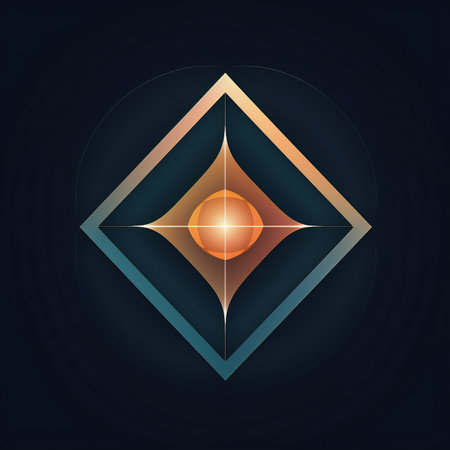 Abstract geometric shape on dark background.の素材