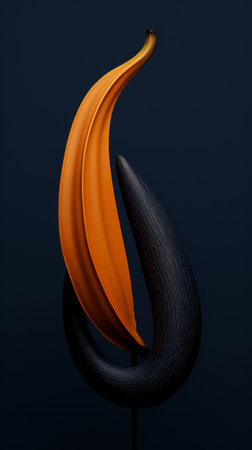 a black and orange leaf on a dark backgroundの素材