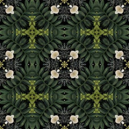 Seamless pattern with tropical leaves. For eg fabric, wallpaper, wall decorations.の素材