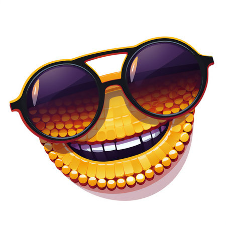 Funny cartoon sunglasses. illustration isolated on a white background.の素材