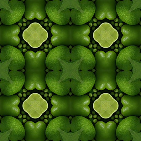 Kaleidoscopic ornamental seamless hires texture or background in green