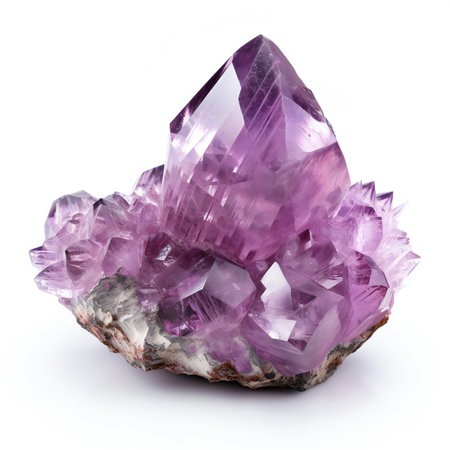amethyst isolated on white background close up full depth of fieldの素材
