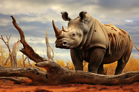 rhinoceros in the savannah of Namibia, Africaの素材