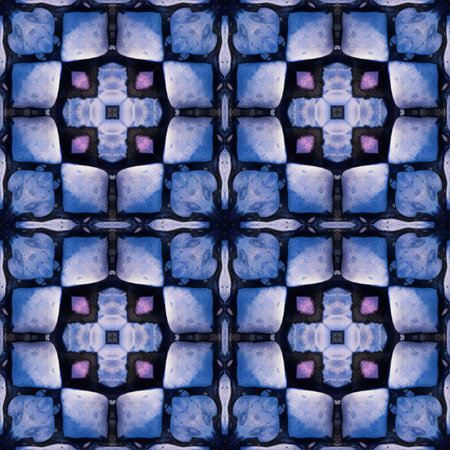 Seamless tie-dye pattern of indigo color on white silk. Hand painting fabrics - nodular batik....