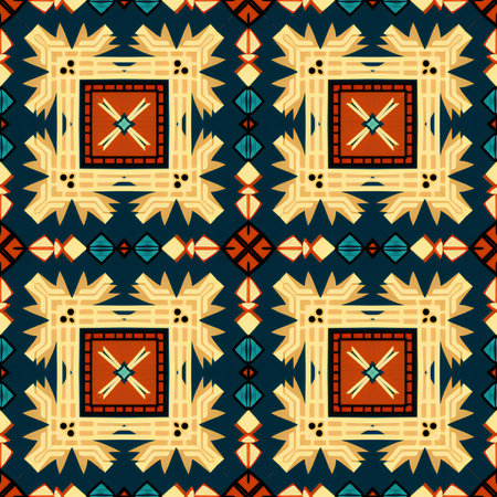 Seamless geometric pattern. Ethnic boho ornament. Aztec style. Geometric mosaic on the tile,...