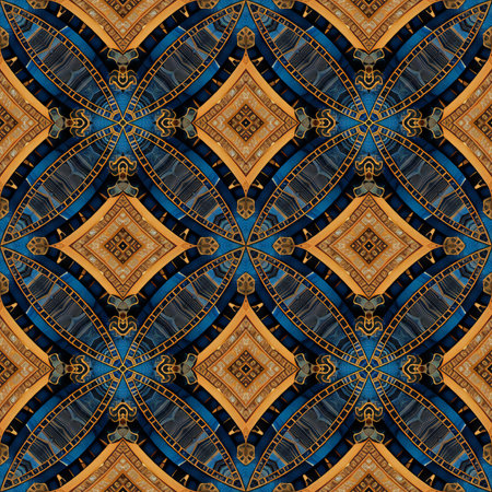 Seamless abstract pattern, symmetrical geometrical background, intricate floral ornament