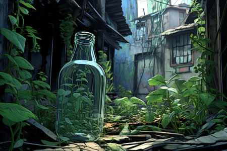 Glass bottle in the garden,の素材