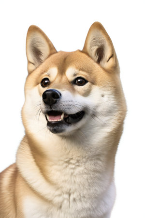 Shiba inu in front of a white backgroungの素材