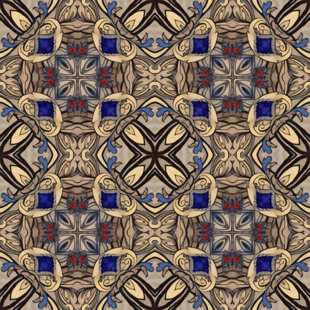 Seamless abstract pattern, hand-drawn texture in beige, brown and black colors.の素材