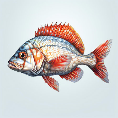 watercolor drawing of fish on a white background.の素材