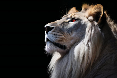 Portrait of a lion on a black background. Studio shot.の素材
