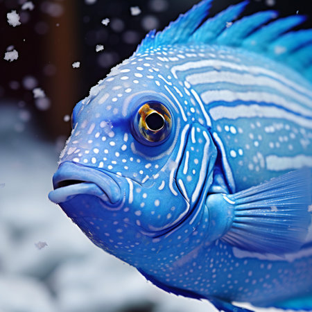Close-up of a blue tropical fish. Underwater world.の素材