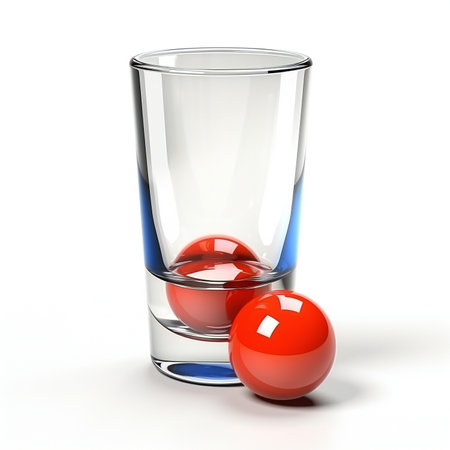 glass with red and blue balls isolated on white background.の素材