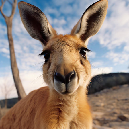 Portrait of a young kangaroo looking at the camera.の素材