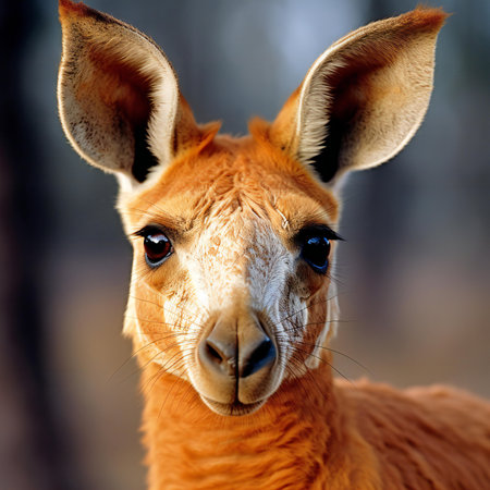 Portrait of a young kangaroo with blue eyes in the wildの素材