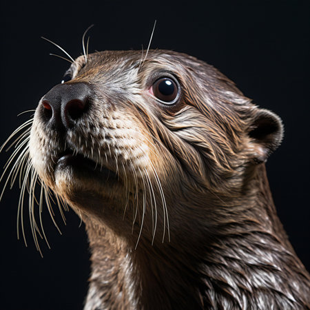 Portrait of a cute wet Asian small-clawed otterの素材