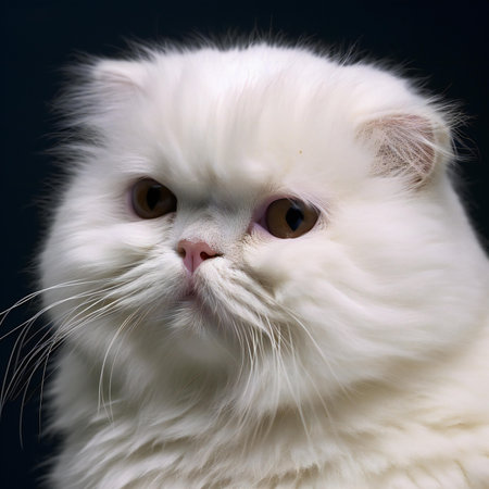 Close-up of a white persian cat looking at the cameraの素材