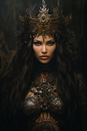 Portrait of a beautiful gothic woman in a crown.の素材