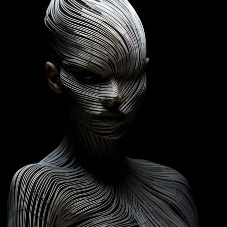 Futuristic Illustration of a Female Face with Abstract Backgroundの素材