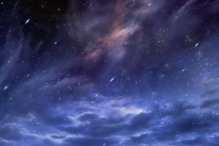 Stars of a planet and galaxy in a free spaceの素材