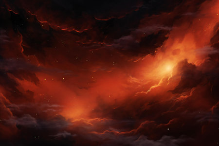 Fiery explosion in the night sky.の素材