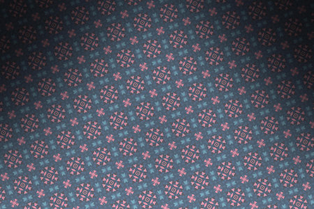 abstract blue background with a pattern of small flowers and stars.
