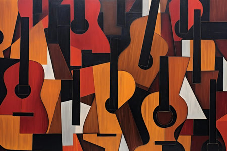 Guitar on the wall, abstract backgroundの素材