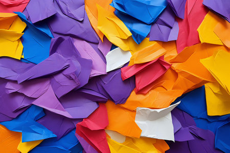 Colorful origami paper background. Close up of colorful origami paper.の素材