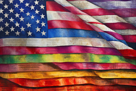 American flag background. Close up of United States of America flag.の素材