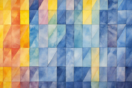 Colorful abstract background with geometric shapes. Blue and yellow colors.の素材