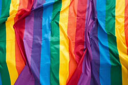 Rainbow fabric texture background. LGBT pride flag. Rainbow flag background.の素材