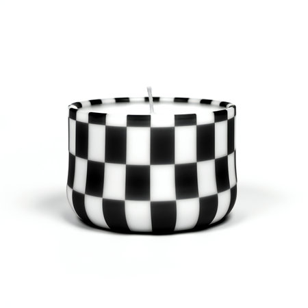 a black and white checkered candle isolated on white backgroundの素材