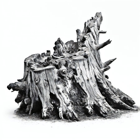 Tree stump isolated on white background.の素材