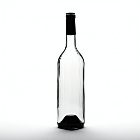 Empty wine bottle isolated on a white background.の素材
