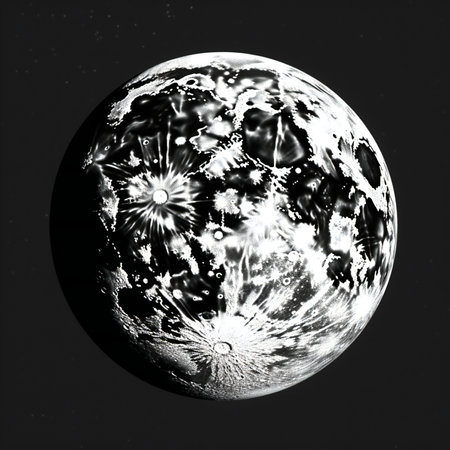 Black and white image of the planet Earth on a dark background.の素材