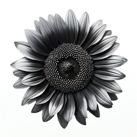 Beautiful black sunflower isolated on white background. Close-up.の素材