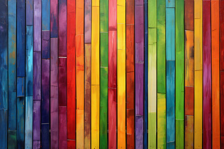 Colorful wood wall texture background for interior exterior decoration and industrial construction concept design.の素材