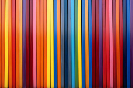 Colored pencils on a wooden background, close-up.の素材