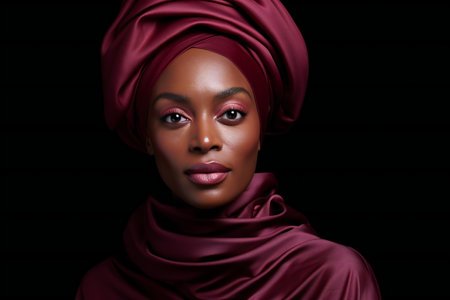 Portrait of a beautiful african woman wearing headscarf.の素材
