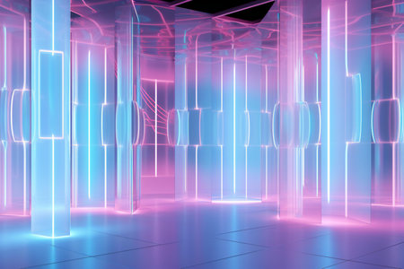 abstract background with neon lights. Futuristic interiorの素材