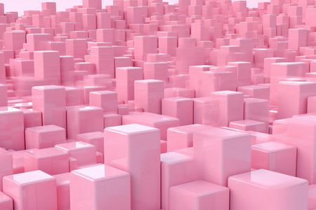 Abstract of pink cubes. Background with pink cubes.の素材